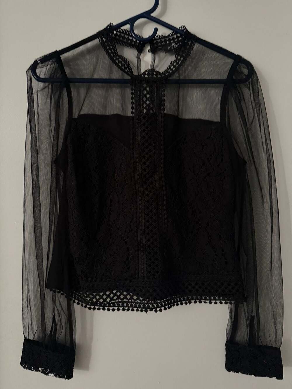 Milk & Honey Black Lace Long Sleeve Top